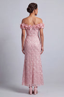 Load image into Gallery viewer, Sparkly Pink Sequin Mermaid Long Mother of the Bride Dress with 3D Flowers