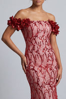 Load image into Gallery viewer, Sparkly Pink Sequin Mermaid Long Mother of the Bride Dress with 3D Flowers