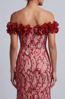 Load image into Gallery viewer, Sparkly Pink Sequin Mermaid Long Mother of the Bride Dress with 3D Flowers
