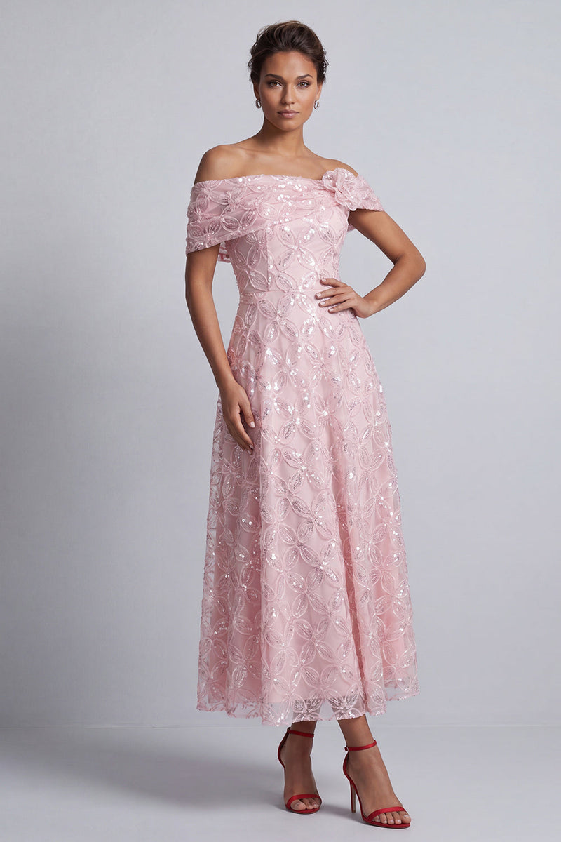 Load image into Gallery viewer, Sparkly Floral Champagne Beaded A-Line Long Mother of the Bride Dress
