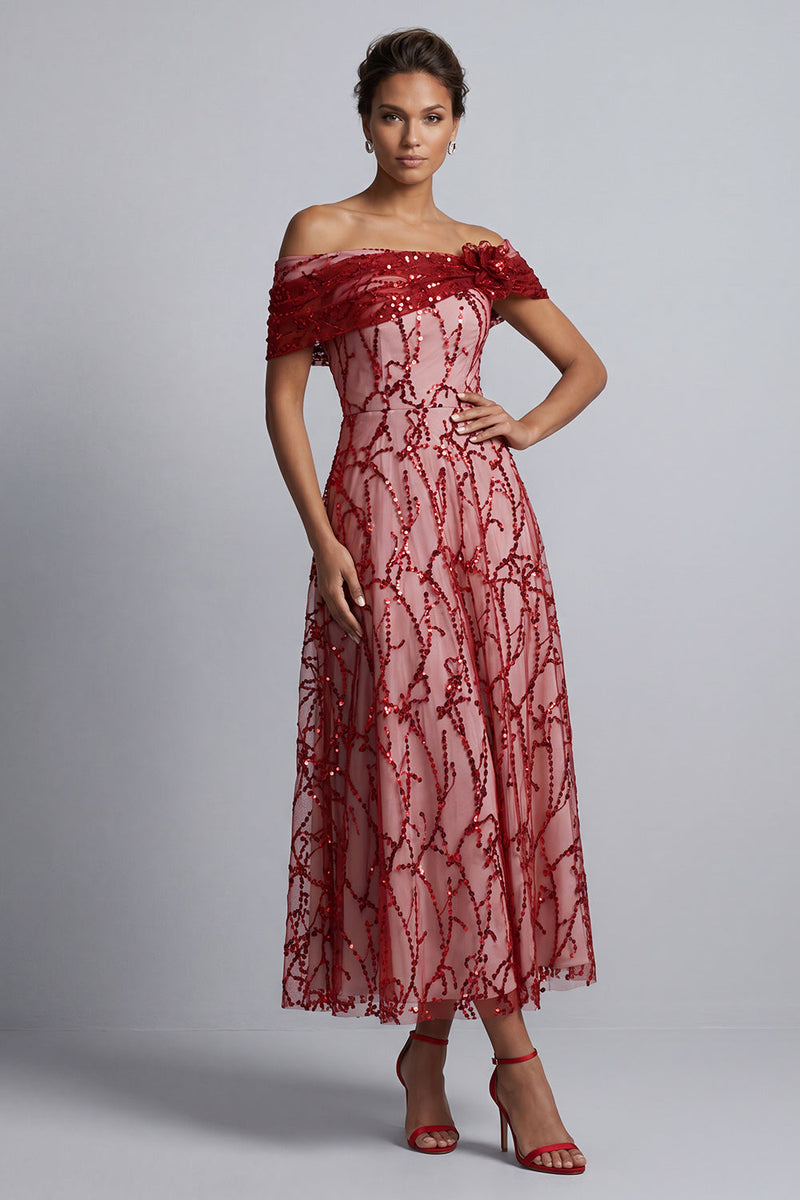 Load image into Gallery viewer, Sparkly Floral Champagne Beaded A-Line Long Mother of the Bride Dress