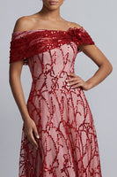 Load image into Gallery viewer, Sparkly Floral Champagne Beaded A-Line Long Mother of the Bride Dress