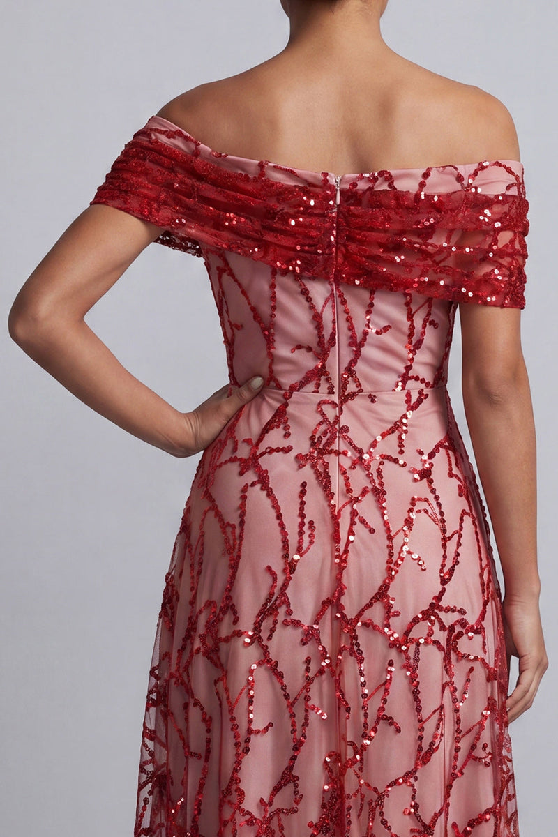 Load image into Gallery viewer, Sparkly Floral Champagne Beaded A-Line Long Mother of the Bride Dress