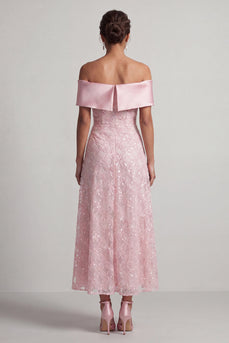 Sparkly Pink Sequin A-Line Long Mother of the Bride Dress