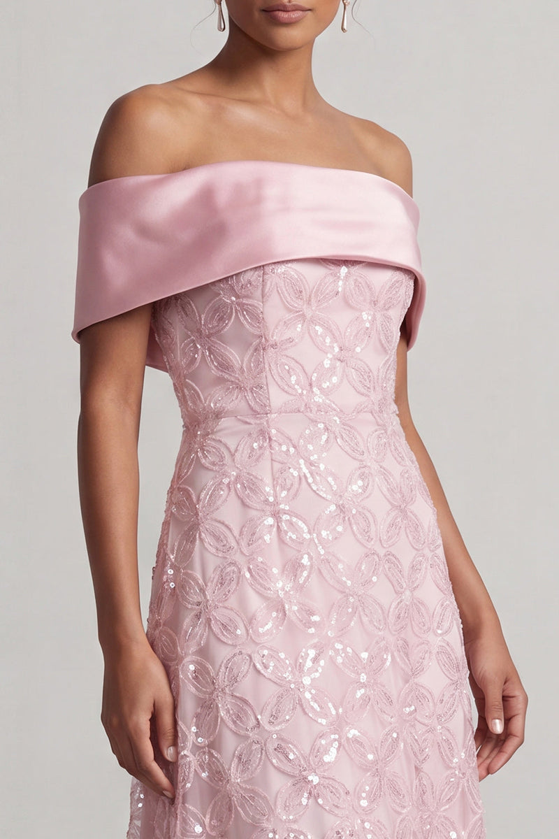 Load image into Gallery viewer, Sparkly Pink Sequin A-Line Long Mother of the Bride Dress