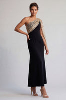 Load image into Gallery viewer, Sparkly Black and Pink Sequin Mermaid Long Mother of the Bride Dress