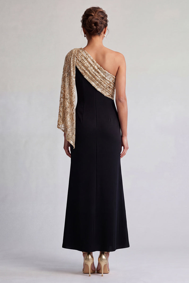 Load image into Gallery viewer, Sparkly Black and Pink Sequin Mermaid Long Mother of the Bride Dress