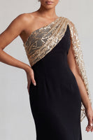 Load image into Gallery viewer, Sparkly Black and Pink Sequin Mermaid Long Mother of the Bride Dress