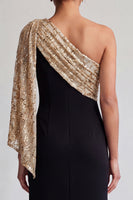 Load image into Gallery viewer, Sparkly Black and Pink Sequin Mermaid Long Mother of the Bride Dress