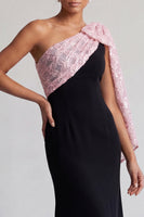 Load image into Gallery viewer, Sparkly Black and Pink Sequin Mermaid Long Mother of the Bride Dress