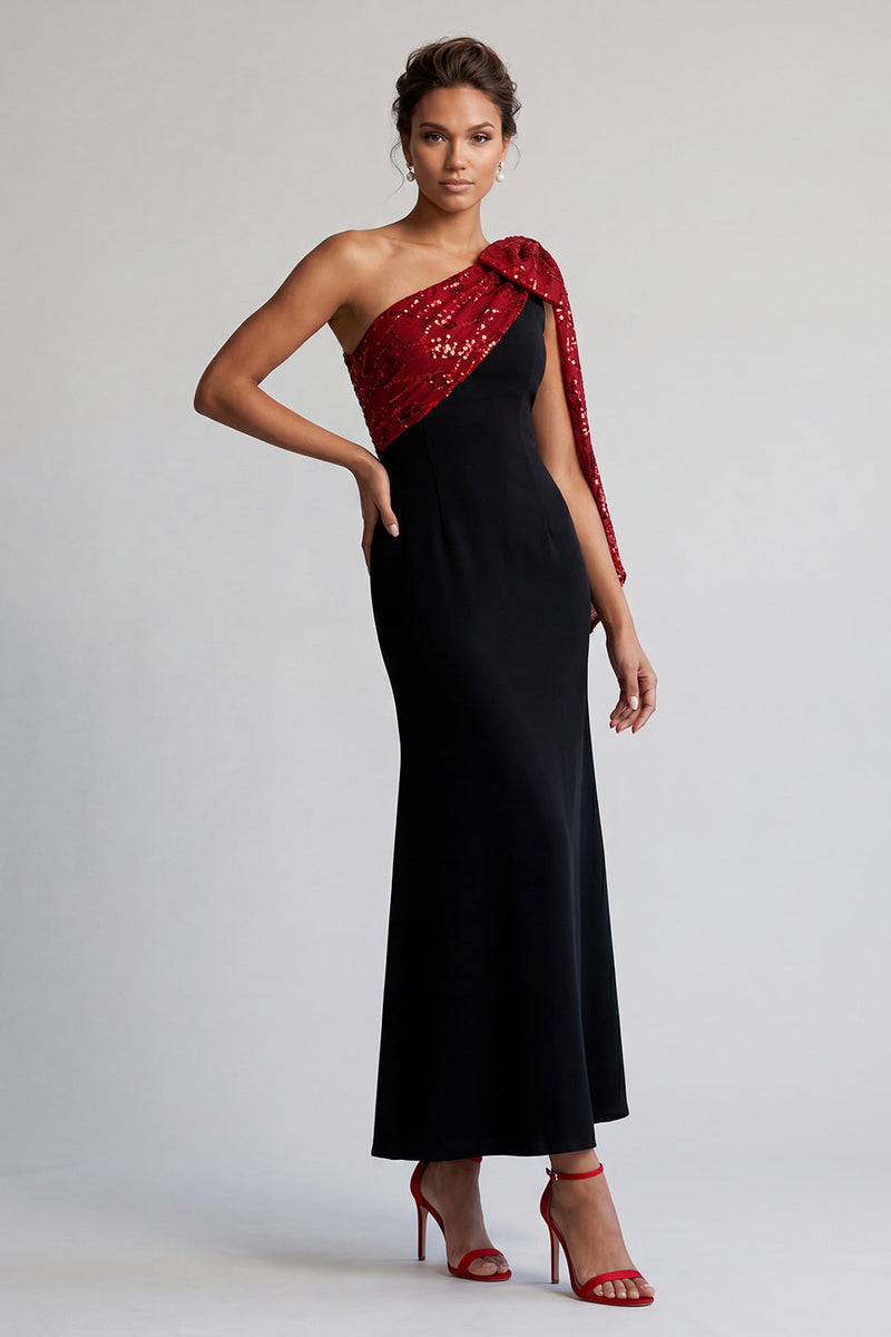 Load image into Gallery viewer, Sparkly Black and Pink Sequin Mermaid Long Mother of the Bride Dress