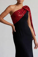Load image into Gallery viewer, Sparkly Black and Pink Sequin Mermaid Long Mother of the Bride Dress