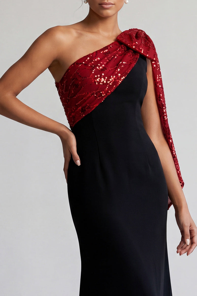 Load image into Gallery viewer, Sparkly Black and Pink Sequin Mermaid Long Mother of the Bride Dress