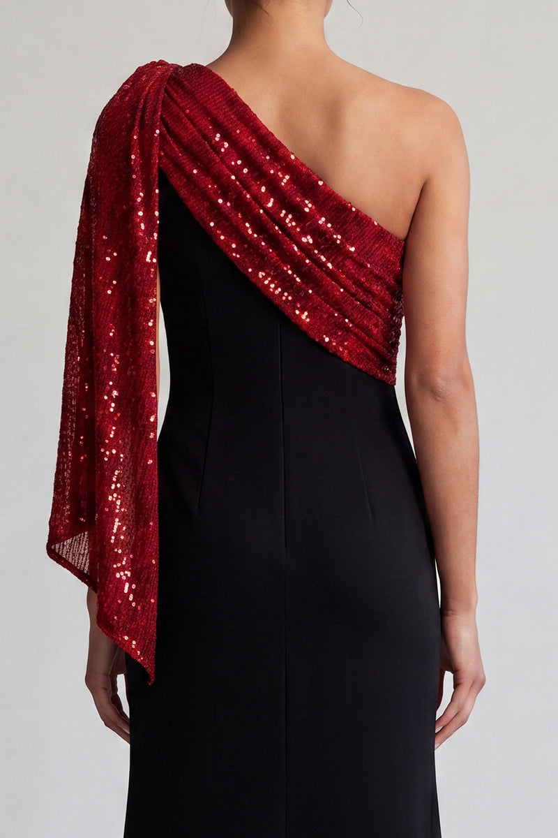 Load image into Gallery viewer, Sparkly Black and Pink Sequin Mermaid Long Mother of the Bride Dress