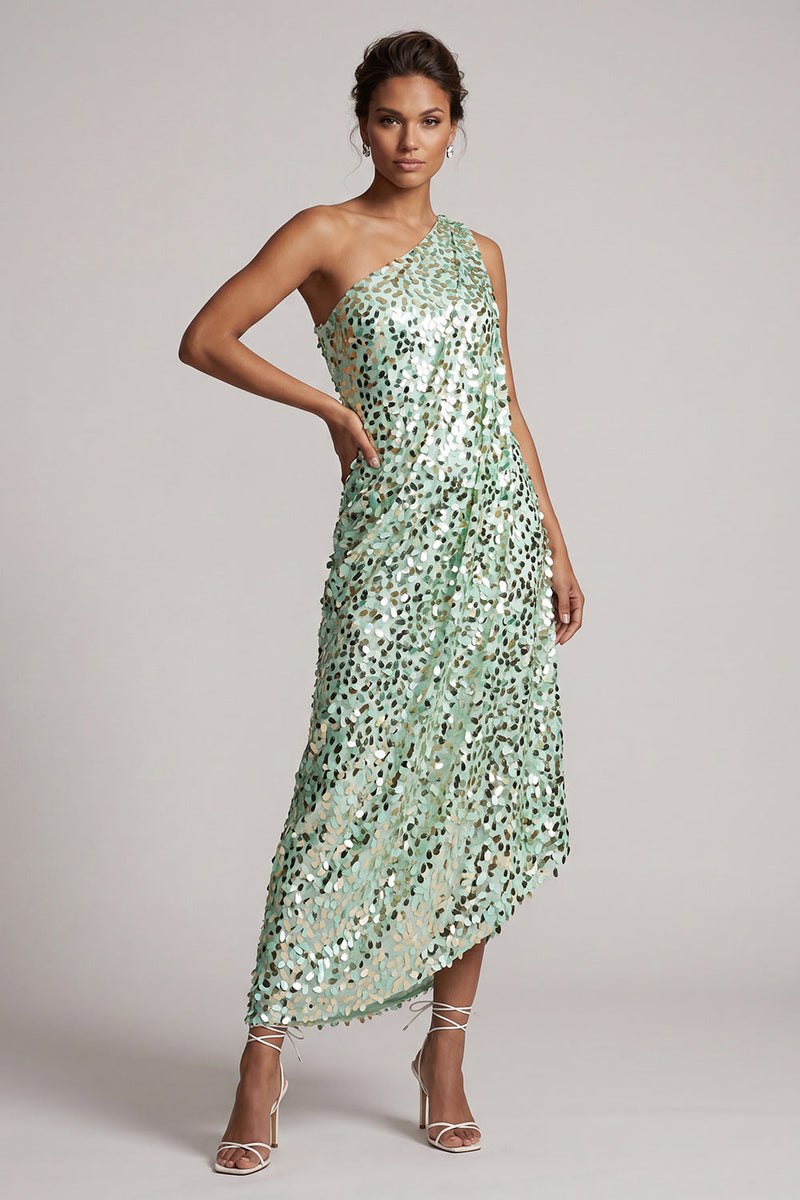 Load image into Gallery viewer, Sparkly Sequin Green A-Line Long Mother of the Bride Dress