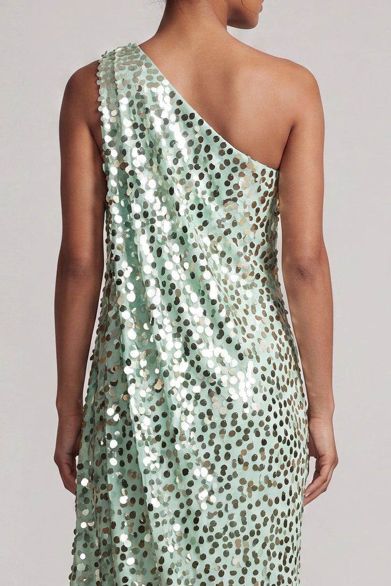 Load image into Gallery viewer, Sparkly Sequin Green A-Line Long Mother of the Bride Dress