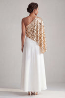 Load image into Gallery viewer, Champagne Sparkly Sequin A-Line Long Mother of the Bride Dress
