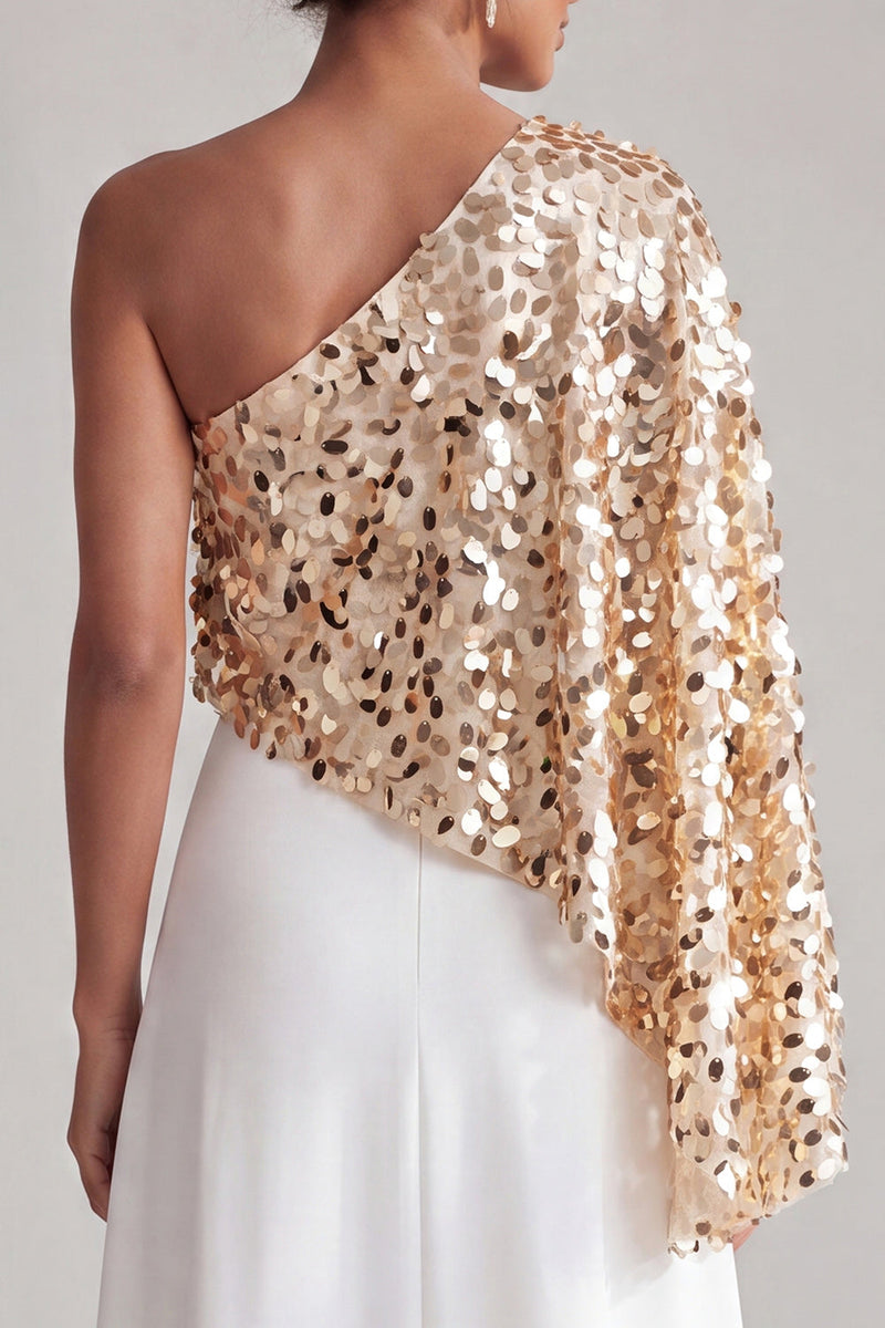 Load image into Gallery viewer, Champagne Sparkly Sequin A-Line Long Mother of the Bride Dress