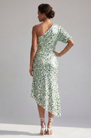 Load image into Gallery viewer, Champagne Sparkly Mermaid Sequin Asymmetrical Mother of the Bride Dress with Sleeve