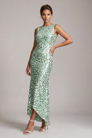 Load image into Gallery viewer, Sparkly Green Sequin Boat Neck Long Mother of the Bride Dress