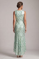Load image into Gallery viewer, Sparkly Green Sequin Boat Neck Long Mother of the Bride Dress