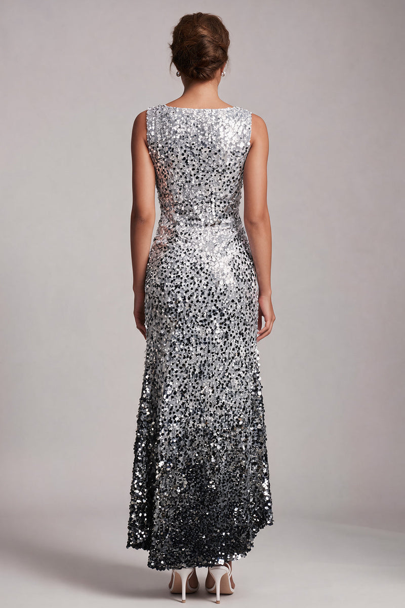 Load image into Gallery viewer, Sparkly Green Sequin Boat Neck Long Mother of the Bride Dress