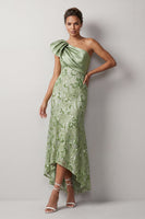 Load image into Gallery viewer, Floral Champagne Sparkly Sequin One Shoulder High-Low Mother of the Bride Dress