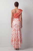 Load image into Gallery viewer, Floral Champagne Sparkly Sequin One Shoulder High-Low Mother of the Bride Dress