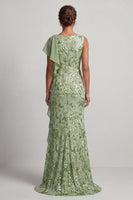 Load image into Gallery viewer, Sparkly Floral Champagne Sequin Mermaid Ruffled Long Mother of the Bride Dress