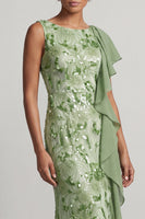 Load image into Gallery viewer, Sparkly Floral Champagne Sequin Mermaid Ruffled Long Mother of the Bride Dress