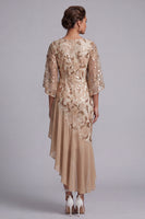 Load image into Gallery viewer, Green Floral Sparkly Sequin Mermaid Asymmetrical Mother of the Bride Dress