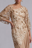 Load image into Gallery viewer, Green Floral Sparkly Sequin Mermaid Asymmetrical Mother of the Bride Dress