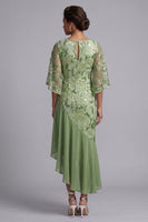 Load image into Gallery viewer, Green Floral Sparkly Sequin Mermaid Asymmetrical Mother of the Bride Dress