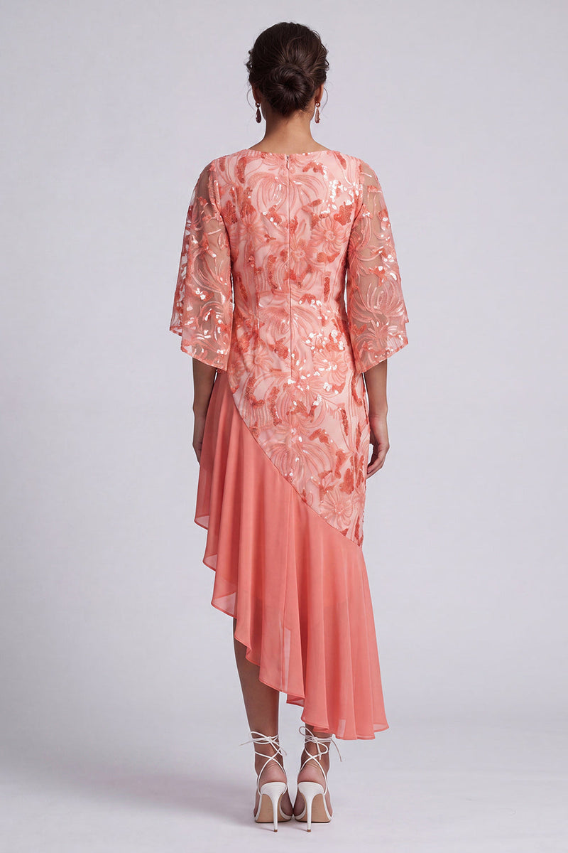 Load image into Gallery viewer, Green Floral Sparkly Sequin Mermaid Asymmetrical Mother of the Bride Dress