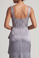 Load image into Gallery viewer, Sparkly Grey Blue Corset Ruffled Mermaid Long Mother of the Bride Dress