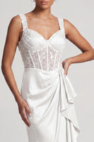 Load image into Gallery viewer, Sparkly Grey Blue Corset Ruffled Mermaid Long Mother of the Bride Dress