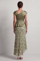 Load image into Gallery viewer, Sparkly Floral Blue Ruched Beaded Mermaid Long Mother of the Bride Dress