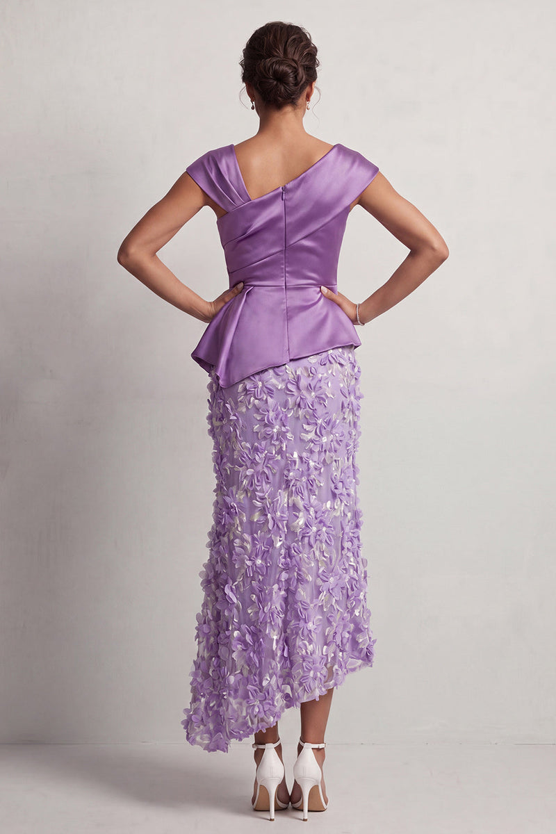 Load image into Gallery viewer, Sparkly Floral Blue Ruched Beaded Mermaid Long Mother of the Bride Dress