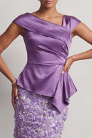 Load image into Gallery viewer, Sparkly Floral Blue Ruched Beaded Mermaid Long Mother of the Bride Dress