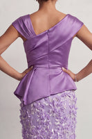 Load image into Gallery viewer, Sparkly Floral Blue Ruched Beaded Mermaid Long Mother of the Bride Dress