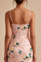 Load image into Gallery viewer, Floral Pink Cowl Neck Pencil Midi Wedding Guest Dress