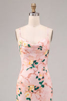 Load image into Gallery viewer, Floral Pink Cowl Neck Pencil Midi Wedding Guest Dress