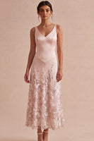 Load image into Gallery viewer, Sparkly Floral Pink Beaded A-Line Maxi Wedding Guest Dress