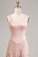 Load image into Gallery viewer, Sparkly Floral Pink Beaded A-Line Maxi Wedding Guest Dress