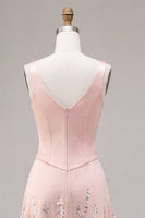 Load image into Gallery viewer, Sparkly Floral Pink Beaded A-Line Maxi Wedding Guest Dress