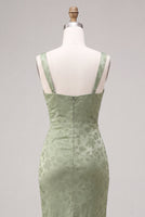 Load image into Gallery viewer, Floral Light Green Ruched Mermaid Maxi Wedding Guest Dress