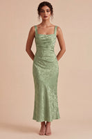 Load image into Gallery viewer, Floral Light Green Ruched Mermaid Maxi Wedding Guest Dress