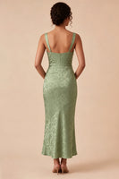 Load image into Gallery viewer, Floral Light Green Ruched Mermaid Maxi Wedding Guest Dress