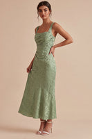 Load image into Gallery viewer, Floral Light Green Ruched Mermaid Maxi Wedding Guest Dress