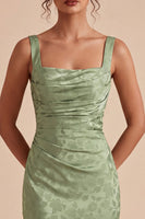 Load image into Gallery viewer, Floral Light Green Ruched Mermaid Maxi Wedding Guest Dress